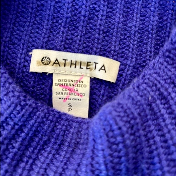 Athleta Sweater womenβs sz S, Wool Cashmere, deep purple blue Mock-Neck Wrap NWT - Picture 7 of 8
